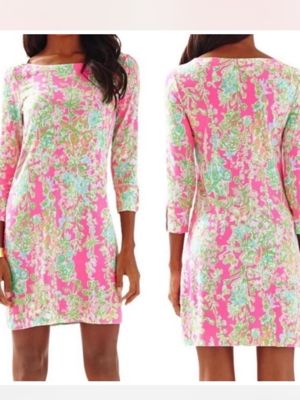 Lilly Pulitzer Sophie dress floral print with  gold button details